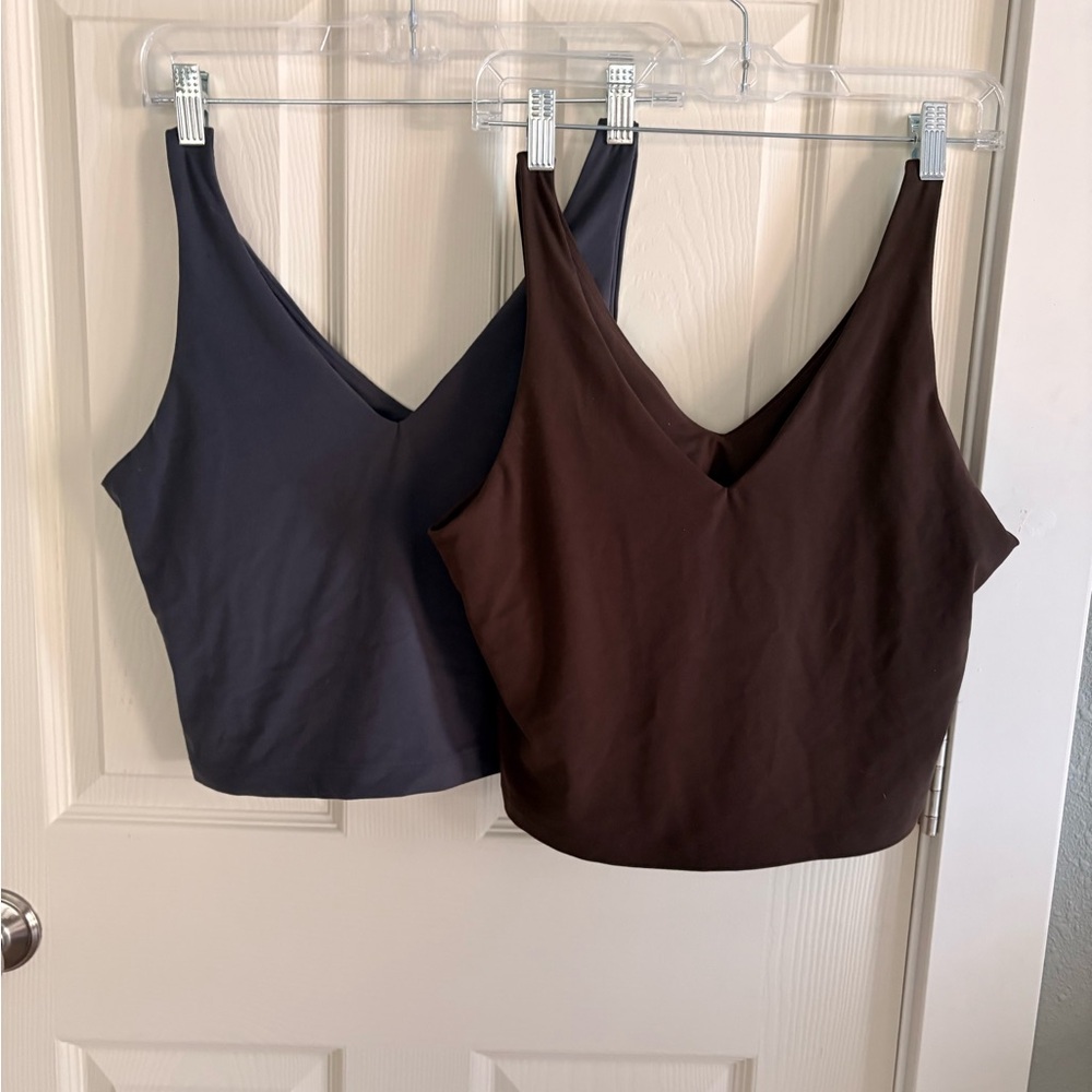Athleta V-Neck Cropped Tank Top - Brown and Charcoal